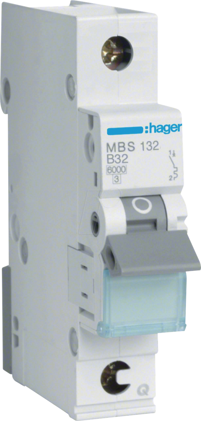 HAGER MBS132 - Leitungsschutzschalter, 1-polig, 6kA, B-Charakteristik, 32A