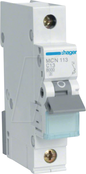 HAGER MCN113 - Leitungsschutzschalter 1 polig 6kA C-Charakteristik 13 A 1 Modul