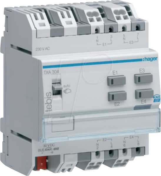 HAGER TXA304 - Binäreingang 4fach, 230V~, REG, KNX
