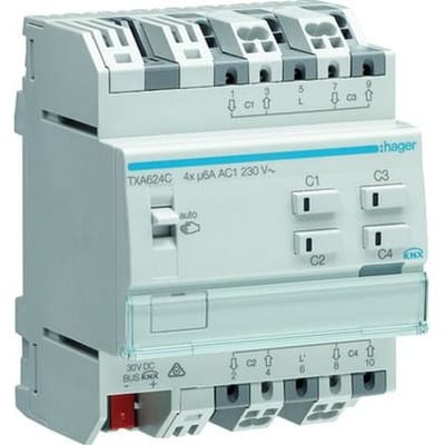 HAGER TXA624C - Rollladen-/Jalousieaktor 4-fach KNX easy, 230V