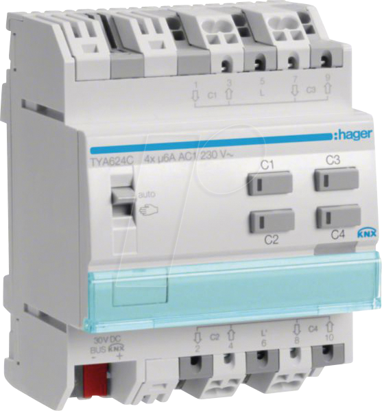 HAGER TYA624C - Rollladen-/Jalousieaktor 4-fach KNX, 230V
