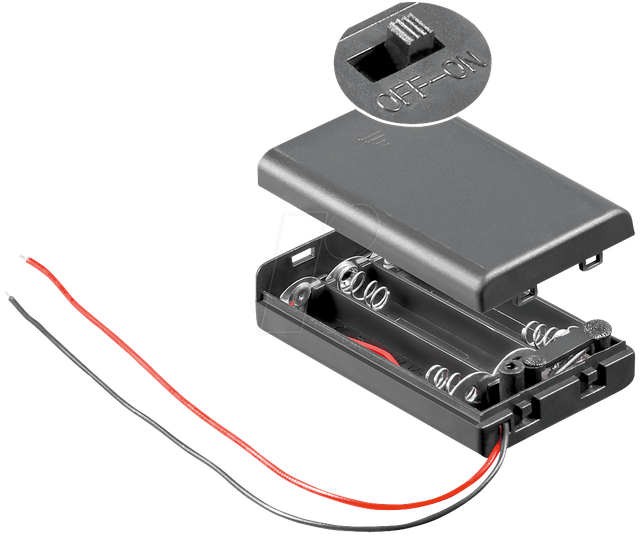 HALTER 3XAAAK - Batteriehalter für 3 Microzellen (AAA), geschlossen
