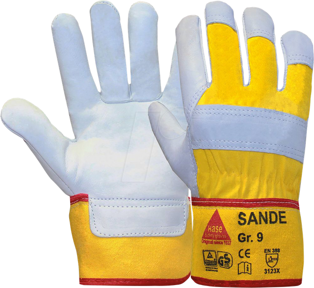 HASE 292002 10 - Arbeitshandschuhe, Leder, Sande, Gr. 10