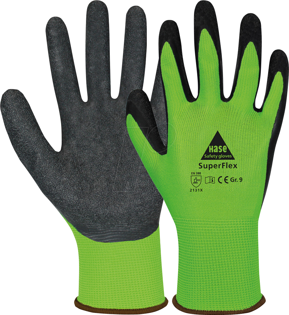 HASE 508610 10 - Montagehandschuhe, Superflex Green, Gr. 10