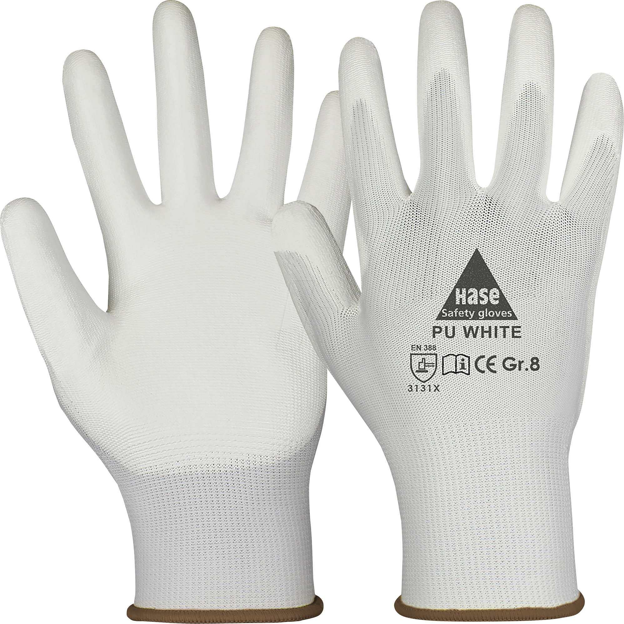 HASE 509520 8 - Sicherheitshandschuhe, PU White, Gr. 8