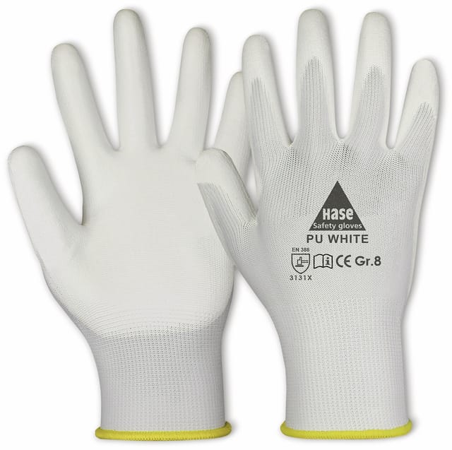 HASE 509520 9 - Sicherheitshandschuhe, PU White, Gr. 9