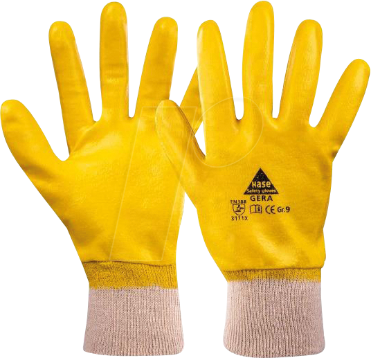 HASE 901500 7 - Arbeitshandschuhe, Baumwolle vollgetaucht, Gera, Gr. 7