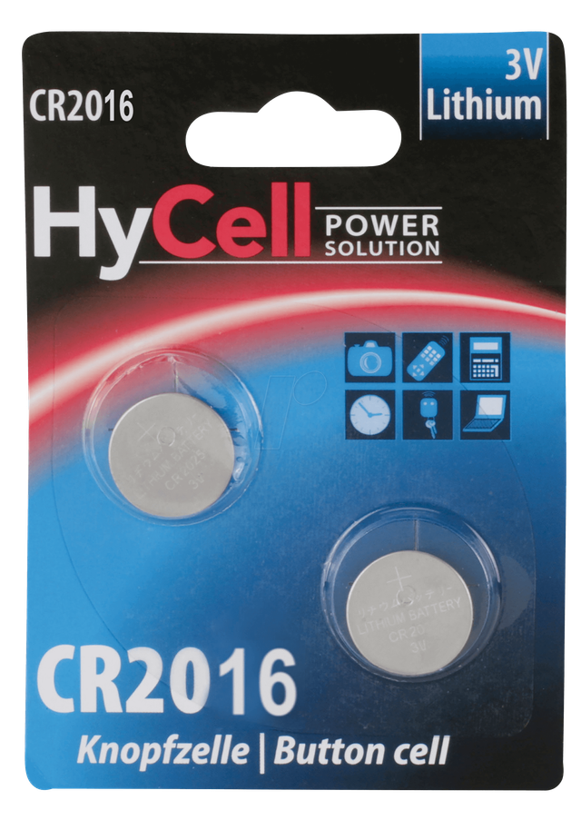 HC 2XCR2016 - Lithium-Knopfzelle, 3 V, 70 mAh, 20x1,6 mm, 2er-Pack