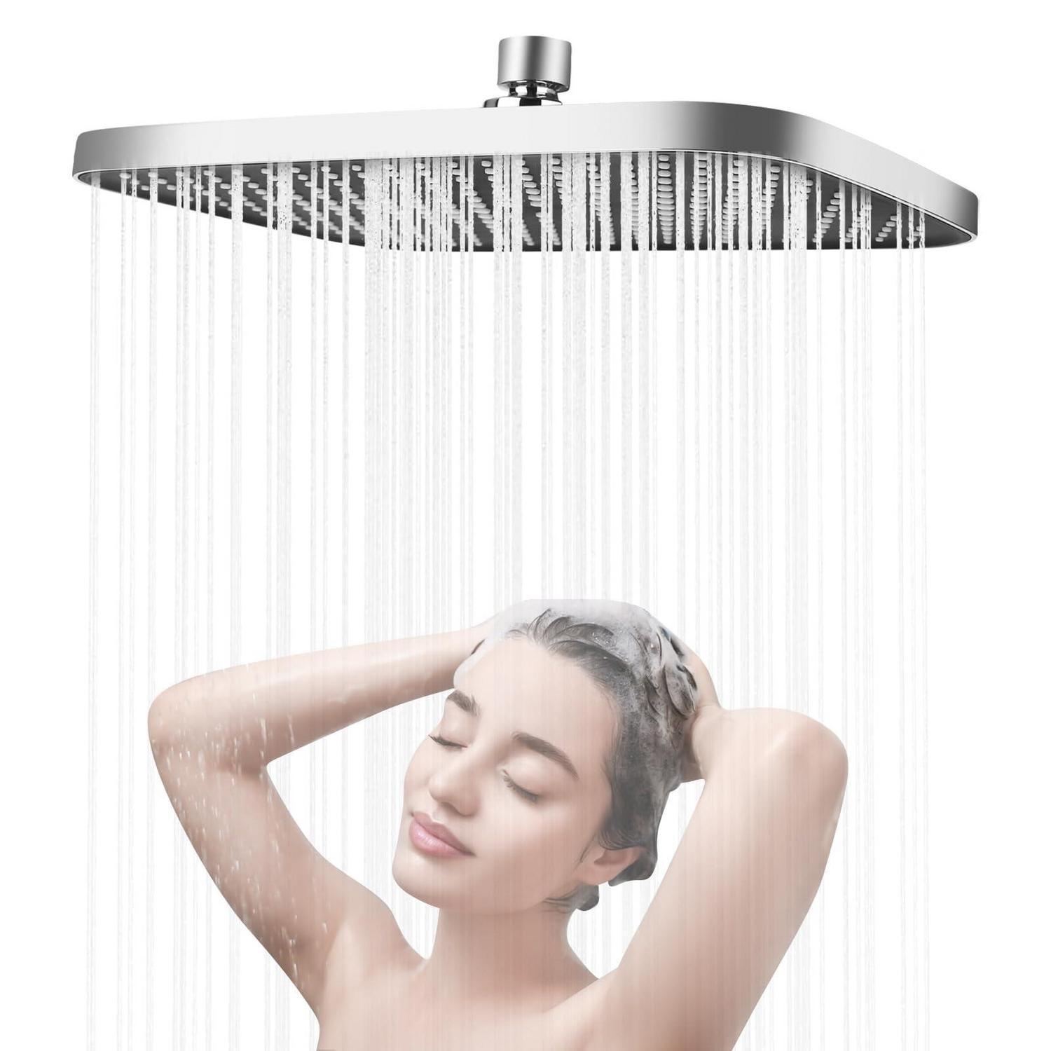 Regendusche 14 Zoll Edelstahl, Wassersparend, 360° Verstellbar, Selbstreinigend