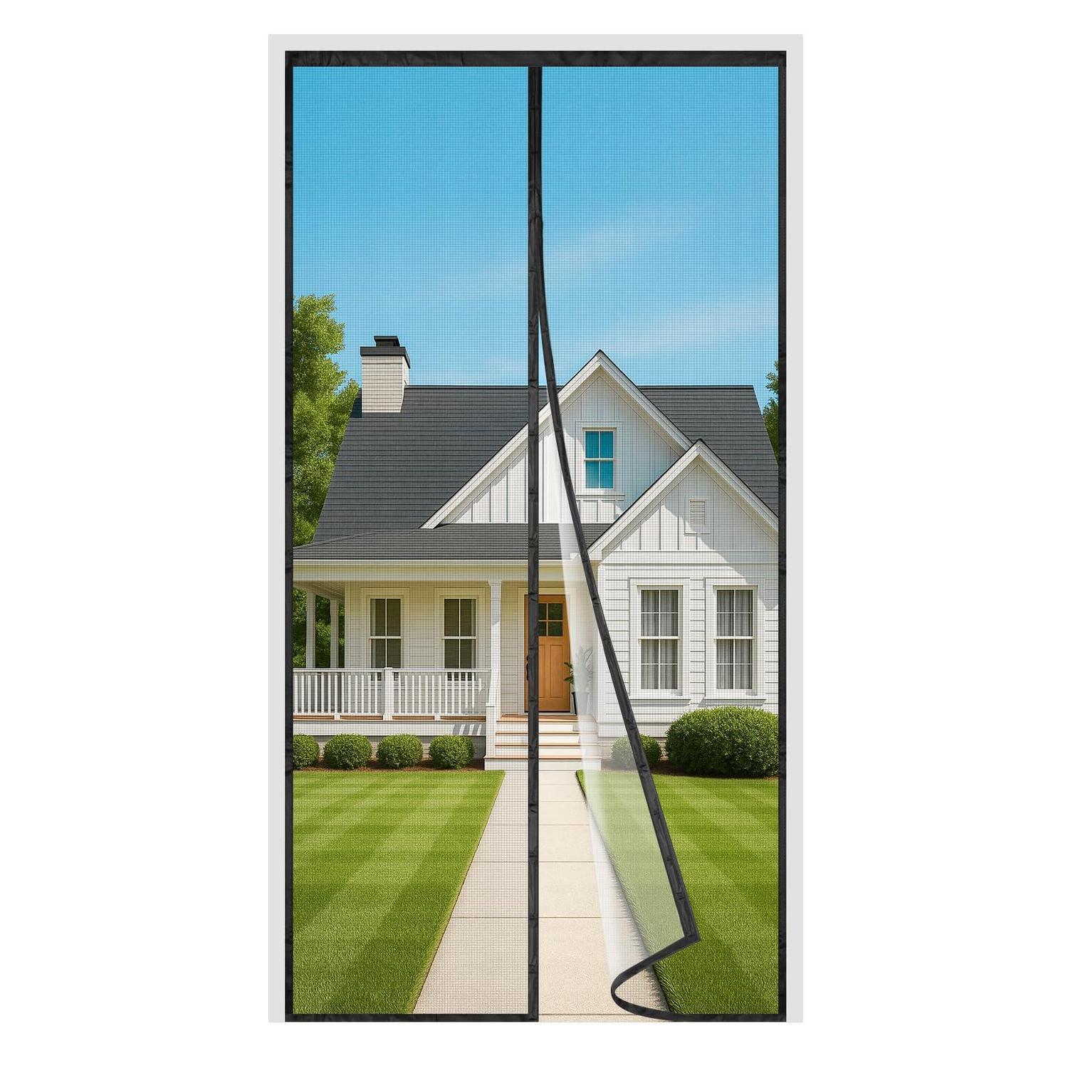 Fliegengitter Balkontür 120x220cm, Magnetverschluss, Ohne Bohren, Schwarz