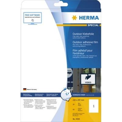 HERMA 9500 - Folien-Etiketten, wetterfest, 210 x 297 mm, 10 Stück, weiß