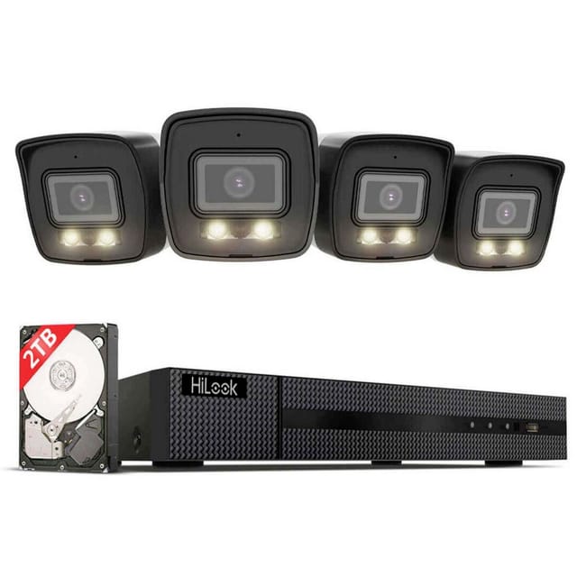 HIL IK28P-480B - Netzwerk-Videorekorder, inkl. 4 Bullet Kameras, 4K, 2 TB HDD