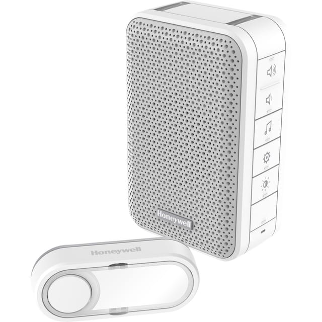 HONEY DC313S - Funk-Gong mit LED-Blitzlicht und Klingeltaster, weiß