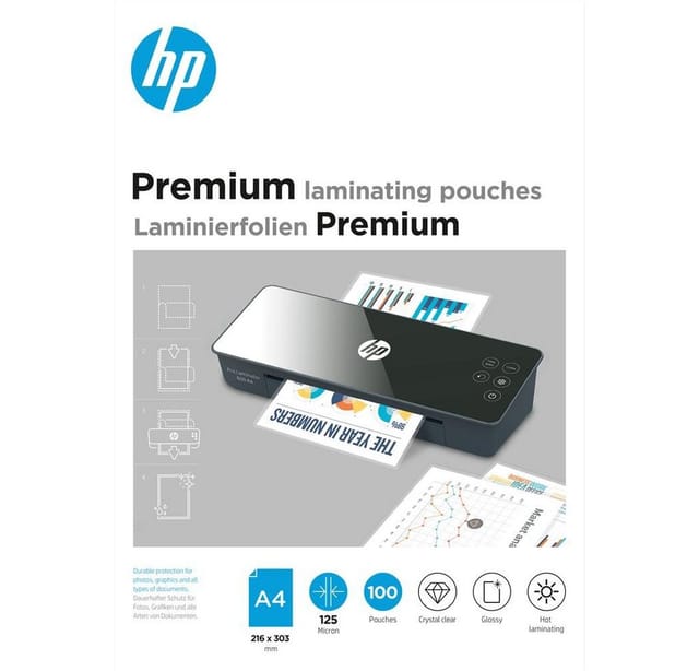 HP PLA9124 - Laminierfolien, Premium, DIN A4, 125 mic, 100 Stück