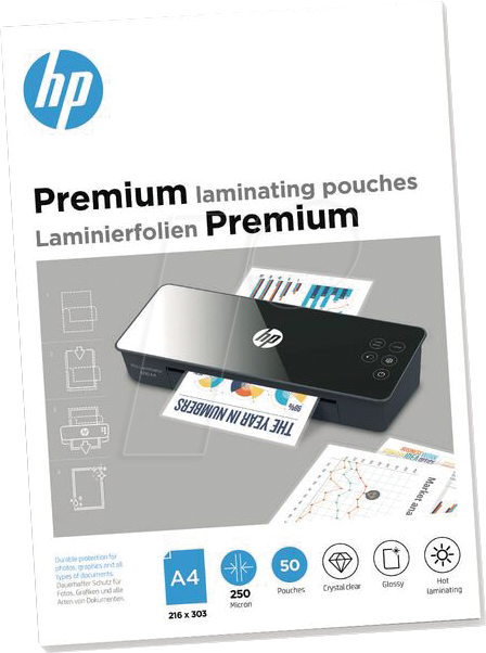 HP PLA9125 - Laminierfolien, Premium, DIN A4, 250 mic, 50 Stück