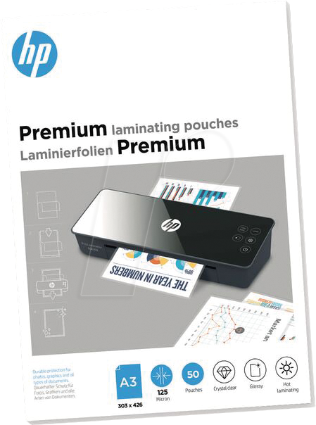 HP PLA9127 - Laminierfolien, Premium, DIN A3, 125 mic, 50 Stück