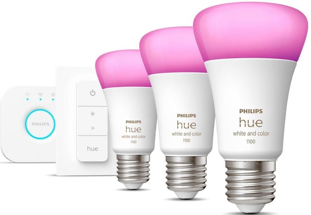 HUE 929002468804 - Starter-Kit, 3x LED-Lampe, Hue Bridge, Dimmschalter