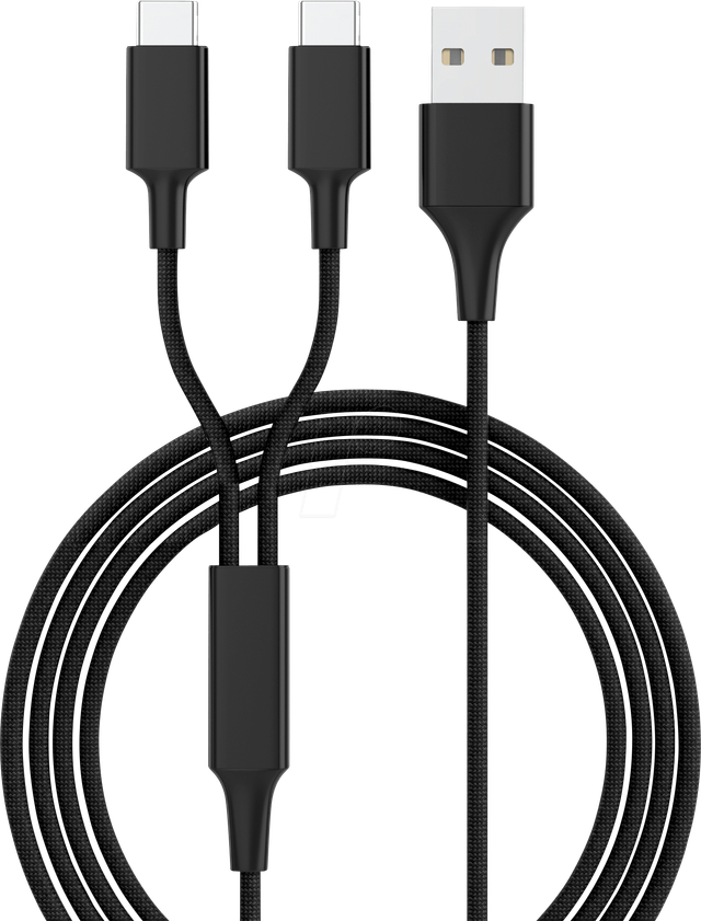 HYDRA DUO-CBK - Ladekabel, USB -> 2x Type C, schwarz
