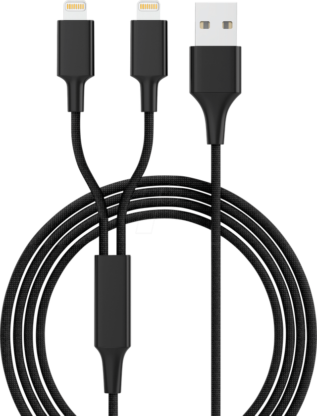 HYDRA DUO-LBK - Ladekabel, USB -> 2x Lightning, schwarz