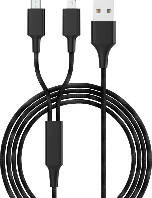 HYDRA DUO-MBK - Ladekabel, USB -> 2x micro-USB, schwarz
