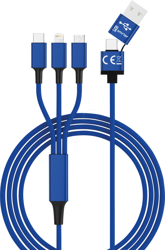 HYDRA ULT NB - Ladekabel, USB-A/USB-C -> micro USB, Lightning & USB-C, blau