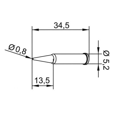I-TIP PD 08L - Lötspitze 0102PDLF08L, 0,8 mm, bleistiftförmig, gerade