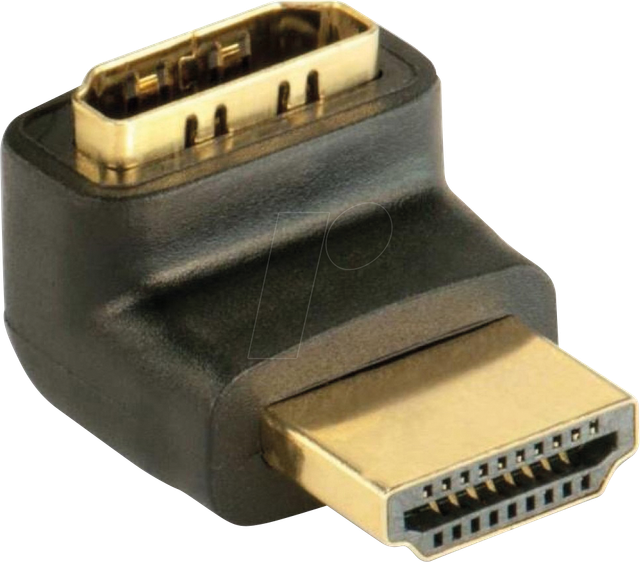 IADAP-HDMI-L - Adapter, HDMI Stecker auf HDMI Buchse, 90°, unten