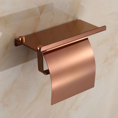Wandmontierter Toilettenpapierhalter Mit Telefonablage, Toilettenpapierhalter Aus Edelstahl 304, Roségold, 180 X 240 X 95 Mm