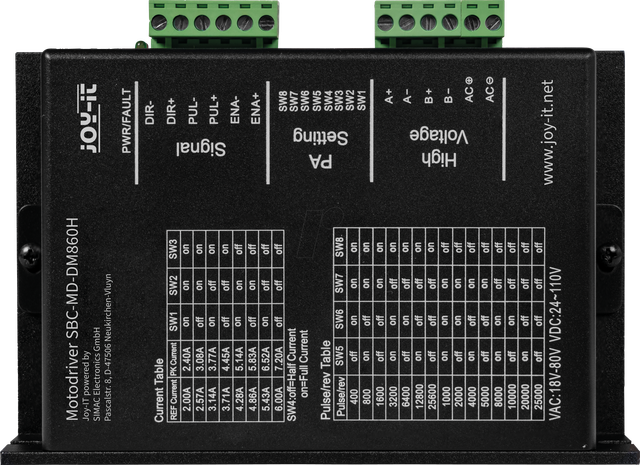 JOY-IT DM860H - Schrittmotortreiber , 24 - 110 VDC, 7,2 A