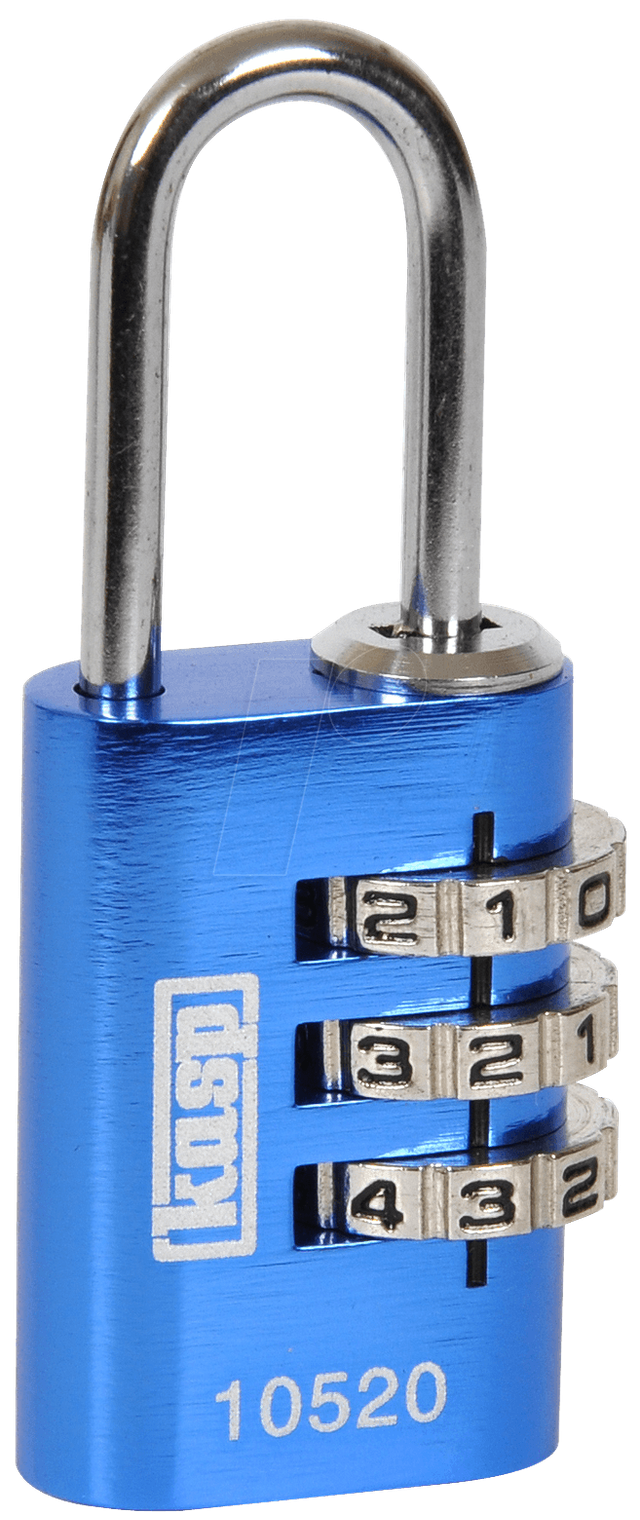 KASP K10520BLUD - Zahlenschloss, 3 Zahlenreihen, 20mm, blau