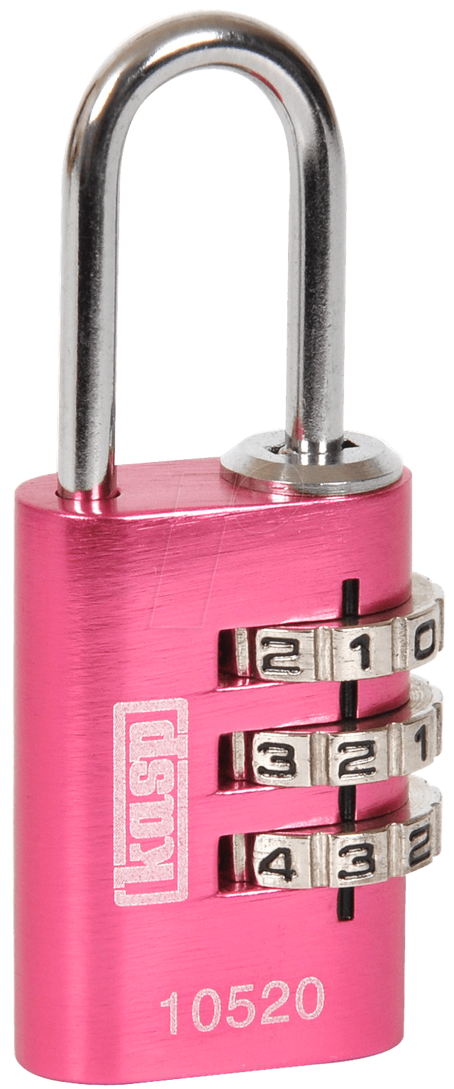 KASP K10520PIND - Zahlenschloss, 3 Zahlenreihen, 20mm, pink