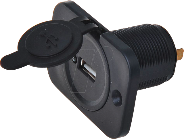 KFZ 019004 - KFZ - USB-Ladebuchse, 12/24V, 5V/2,1A, Einbau, mit Deckel