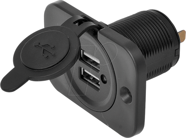 KFZ 019006 - KFZ - USB-Ladebuchse, 12/24V, 5V/2,1A, Einbau, mit Deckel