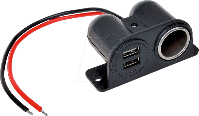 KFZ 019010 - KFZ - USB-Ladebuchse, 12/24V, 2x 5V/2,1A, Aufbau