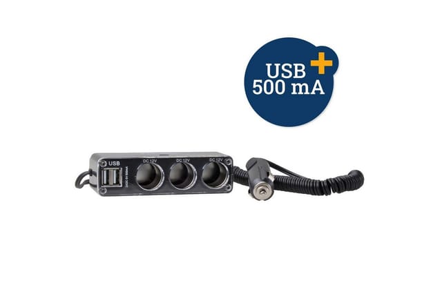 KFZ 36642 - KFZ - Steckdose, 3-fach + 2x USB, 12V