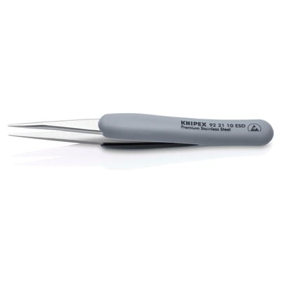 KN 92 21 10 ESD - Präzisionspinzette mit gummiertem Griff ESD, 125 mm