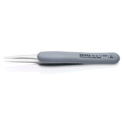 KN 92 21 11 ESD - Präzisionspinzette mit gummiertem Griff ESD, 123 mm