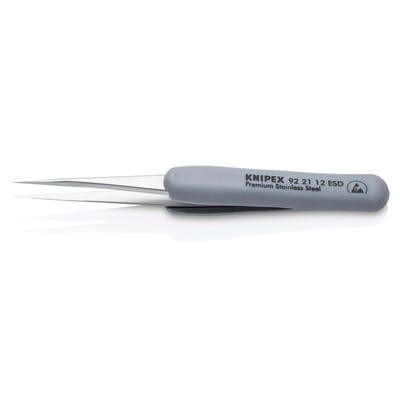 KN 92 21 12 ESD - Präzisionspinzette mit gummiertem Griff ESD, 112 mm