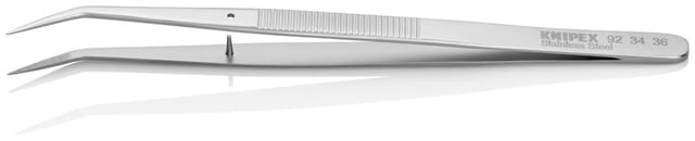 KN 92 34 36 - Pinzette mit Führungsstift, gewinkelt, spitz, 155 mm