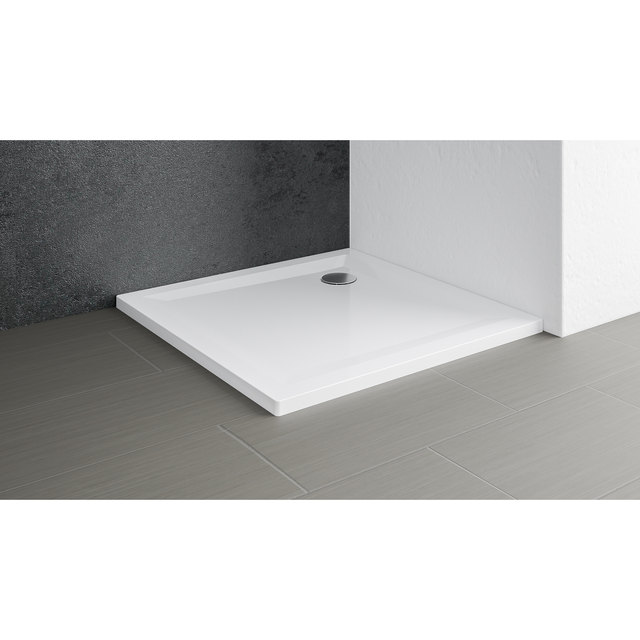 Schulte Duschwanne Mineralguss extra-flach Rechteck weiß 80 x 100 cm