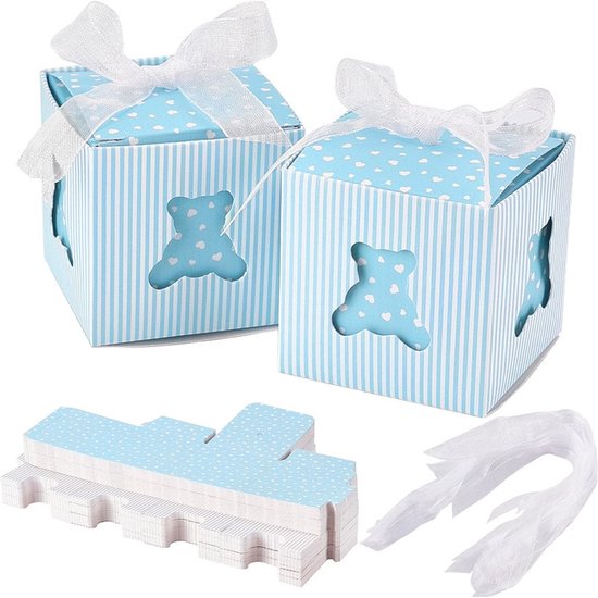 Pralinenschachtel – Faltbar – Mit Schleife – Ideal Für Geburtstage Und Hochzeiten – Blau – 50 Stück
