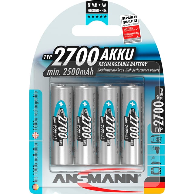 ANS NH 4X2700 - NiMh Akku, AA (Mignon), 2700 mAh, 4er-Pack