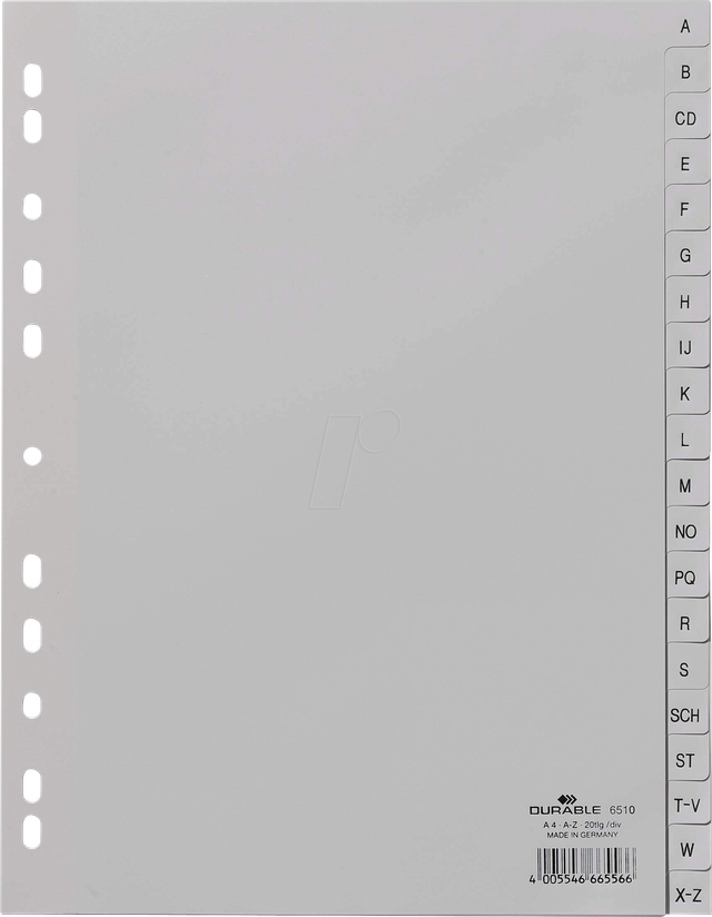 KREG A4 A-Z - Kunststoffregister, A4 (A-Z)