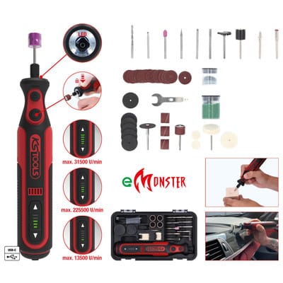 KS 515.3990 - eMONSTER Akku-Multifunktionswerkzeug-Satz mit 50 Zubehörteilen
