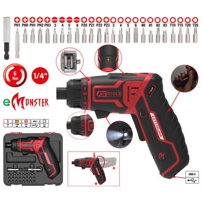 KS 515.6500 - eMONSTER 1/4'' Akku-Bit-Schrauber-Satz, 27-teilig.