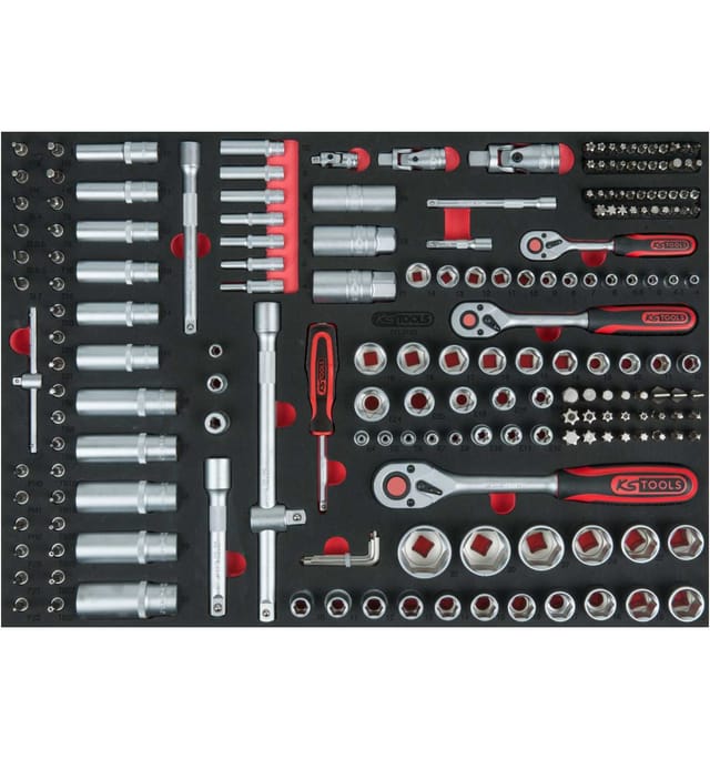 KS 711.0195 - 1/4''+3/8''+1/2'' Steckschlüssel-Satz, 195-tlg in 1/1 Systemeinlage