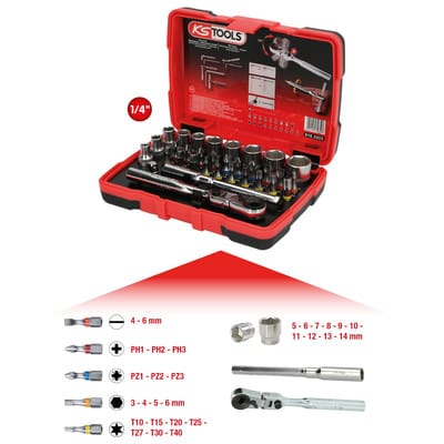 KS 918.3005 - 1/4'' TORSIONpower Bit-Stecknuss-Box, 33-teilig
