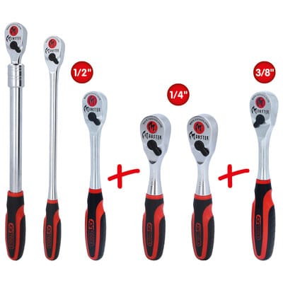 KS 935.0006 - Monster Umschaltknarren-Satz, 6-teilig 1/4'' + 3/8'' + 1/2''
