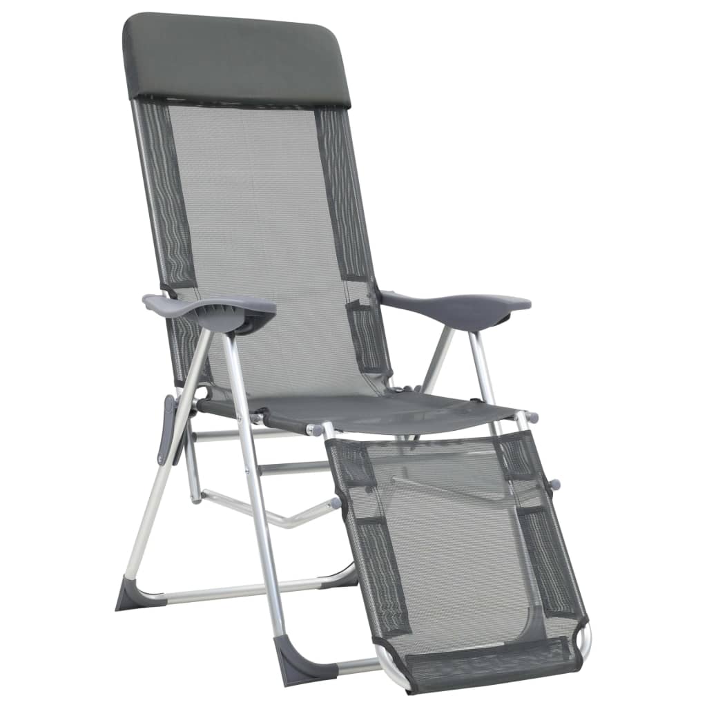 Maison Exclusive - Klappbare Liegestühle Mit Fußteil 2 Stk. Grau