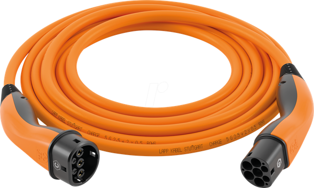 LAPP 61791 - Typ 2 Kabel, Standard, 7,4 kW, 32 A, 1-Phase, 7 m, orange